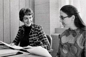 Professors Ann Burgess, left, and Lynda Holmstrom in 1972 (via University Archives)